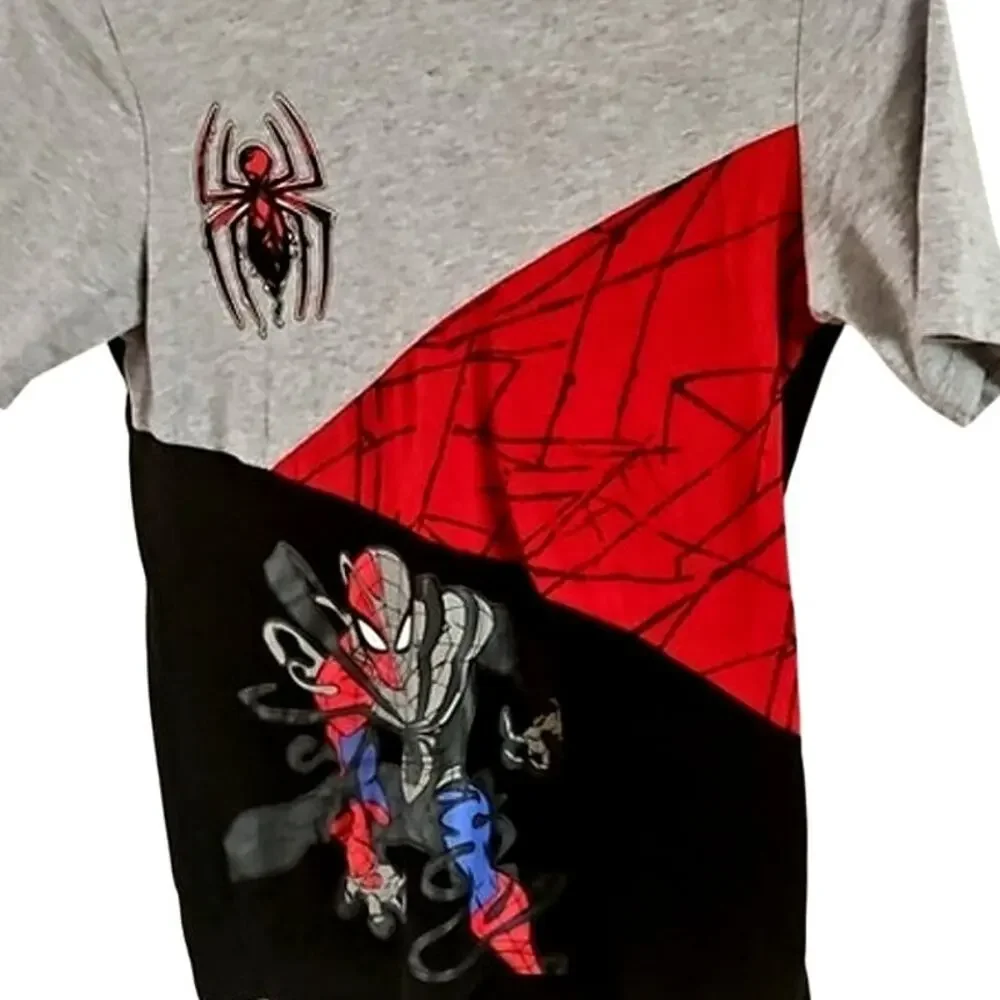 Marvel Spider-Man Venom Boys Gray Black Graphic T-Shirt Size Large 10/12 EUC